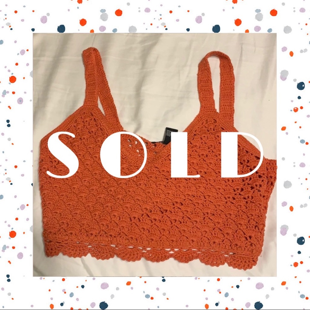 Forever 21 Orange Crochet Crop Top